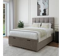 Bedmaster Slate Linen Ottoman Divan Base And Square Headboard Super King