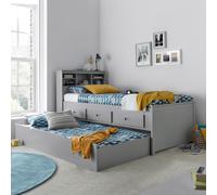 Bedmaster Veera Grey Guest Bed Day Bed Trundle Bed - Single With Trundle And Pocket Mattresses - Rubberwood - Grey