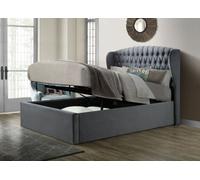 Bedmaster Warwick Grey Velvet Ottoman Bed And Neptune Spring Mattress Double