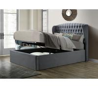 Bedmaster Warwick Grey Velvet Ottoman Bed Double - Double