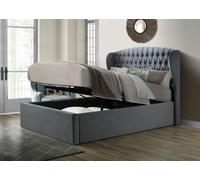 Warwick Grey Velvet Ottoman Storage Bed Kingsize, Grey