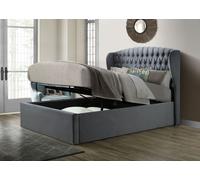 Bedmaster Warwick Velvet Ottoman Bed & Primrose 2000 Pocket Sprung Memory Foam Mattress in Grey | Size: Double Bedmaster Grey Double