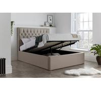 Bedmaster Wilson Oatmeal Fabric Ottoman Bed And Memory Maestro Memory Foam Mattress Double