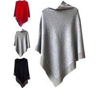 BednL Shiny Women's Wool Shawl,Irregular Poncho,Womens Elegant Knitted Shawl Poncho,Bat Sleeve Warm Knitted Capes for Women (grey,3XL)