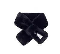 BednL Soft Trendy Faux Rabbit Fur Plush Neck Guard For Girls Women Winter Scarves Korean Shawls Collar Cross Wraps (black)
