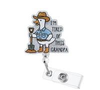 Bedocia Badge Holder Retractable Clip Glitter Acrylic, I'm Tired of This Grandpa Funny Goose Medical Assistant Accessories for Healthcare Worker Teacher Student Event Staff Warehouse Employee