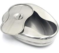 Bedpans for Elderly Men and Women, 304 Stainless Steel Bedpan with Lid Silver 2 Litre Capacity 36x29x9cm
