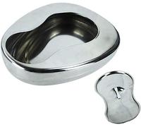 Bedpans for Elderly Men and Women, Stainless Steel Bedpan with Cover for Home and Travel Size 13.7 x 11 Inches (35 x 28 CM)