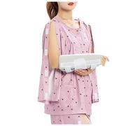 Bedridden Patient Clothing, Bedridden Patient Clothing Hospital Gowns, Women's Post Shoulder Surgery Shirts, Tear Away Pants Side Zipper Pants(Pink B Top,L)