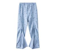 Bedridden Patient Clothing, Post Shoulder Surgery Shirts Recovery Long Sleeve Full Open Dialysis Chemo Clothing Patient Nursing Tear Away Pants(Blue Pants,XXL)