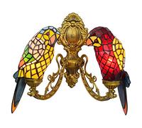 Bedroom Aisle Living Room Wall Lamp British Modern Corridor Tiffany Parrot Bird Double Head Wall lamp Animal Parrot Color Glass bar Restaurant Glass lamp