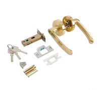 Bedroom and Bathroom Door Lock Made of Zinc Alloy, Fits Doors 35 50mm Thickness, Keyed Lock with Slant Latch and Central Handle for Home Security (Golden)