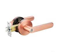 Bedroom and bathroom interior door handle lock with three pole ball locking system and keyed operation for secure home access (Red Bronze)
