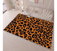 Bedroom Area Rug 160 x 230 cm Flannel Non Slip Soft, Abstract Close Up Leopard Print Theme Kids Room Play Crawl Mat, Orange Color Machine Washable Low Pile Carpets Home for Decor Gifts Non Shedding