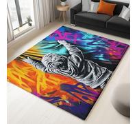 Bedroom Area Rug 60 x 90 cm Flannel Non Slip Soft, Abstract Graffiti Children Theme Kids Room Play Crawl Mat, Multicolored Machine Washable Low Pile Carpets Home for Decor Gifts Non Shedding