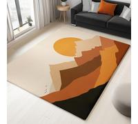 Bedroom Area Rug 60 x 90 cm Flannel Non Slip Soft, Simple Illustration Style Mountains Theme Kids Room Play Crawl Mat, Brown Machine Washable Low Pile Carpets Home for Decor Gifts Non Shedding