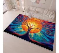 Bedroom Area Rug 80 x 150 cm Flannel Non Slip Soft, Fantasy Abstract Tree Theme Kids Room Play Crawl Mat, Colorful Machine Washable Low Pile Carpets Home for Decor Gifts Non Shedding