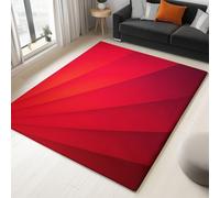Bedroom Area Rug 80 x 150 cm Flannel Non Slip Soft, Simple 3D Geometric Theme Kids Room Play Crawl Mat, Red Machine Washable Low Pile Carpets Home for Decor Gifts Non Shedding