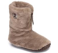 Bedroom Athletics Womens Monroe Faux Fur Slipper Boot Soft Warm Zip Fastening Memory Foam Durable Machine Washable - Taupe/Deep Taupe - Non-Slip Womens Slippers UK Size 9/10 (XL)