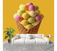 Bedroom Background Wall Photo Wallpaper 250x175 cm Cute Ice Cream Cone Kids Wall Stickers Decals Peel and Stick Removable Yellow for Nursery Bedroom Living Room Art murals Decorations