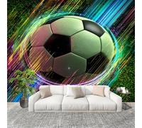 Bedroom Background Wall Photo Wallpaper 400x280 cm 3D Dynamic Football Kids Wall Stickers Decals Peel and Stick Removable Colorful for Nursery Bedroom Living Room Art murals Decorations