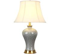 Bedroom Bedside Lamp Retro Chinese Style Vase Bedroom Desk Lamp With Bell Shape Lamp Shade Large Oriental Ceramic Table Lamp Art Deco Chinoiserie Lamp