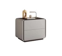 Bedroom Bedside Table in Gray with Two Drawers, Solid Wood Storage Cabinet for Living Room, Bedroom, Study Storage
