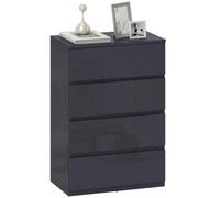Bedroom Chest Of Drawers, High Gloss 4 Drawers Dresser, Grey
