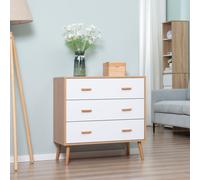 Bedroom Chest of Drawers with 3 Drawer Storage Organizer Cabinet HOMCOM White One Size