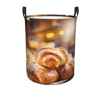 Bedroom clothes storage basket with handles, bakery portable storage laundry basket, round single-layer laundry basket