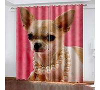 Bedroom Curtains 3D Fashionable Cute Chihuahua Print Blackout Eyelet Curtains For Living Room 46x96 Inch Thermal Insulated Bedroom Curtains, Boys Kids Curtains For Door, 2 Panels Nursery Curtain