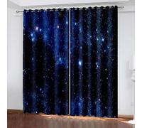 Bedroom Curtains 84 Inch Length 2 Panels Set, Windows Curtains Starry Sky Polyester Dark Blue Drapes Blackout for Living Room 2 Piece 38W x 84L Inch