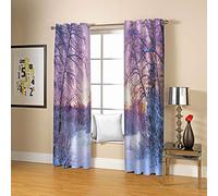 Bedroom Curtains Winter Christmas Snow Scene 3D Printed Pattern Curtains For Living Room Decor For Teen Girls And Boys 104x84Inch Blackout Curtains Thermal Insulated Room Darkening Window Drapes