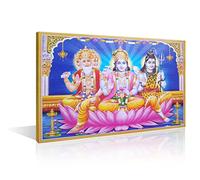Bedroom Decor Wall Art Hindu Trinity Brahma Shiva Vishnu Wall Decor Hindu God Wall Decor for Living Room Office Bedroom 1 Pieces Hinduism Cultural Home Decor Framed Ready to Hang (16"Wx24"H)