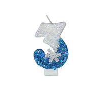 Bedroom Decorations Ice Snow Themed Birthday Cake Decoration With Blue Number Candles Flashing Blue Cake Toppers And Cupcake Toppers For Party Atmosphere (C, One Size)