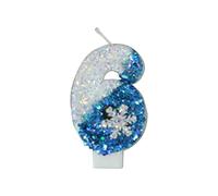 Bedroom Decorations Ice Snow Themed Birthday Cake Decoration With Blue Number Candles Flashing Blue Cake Toppers And Cupcake Toppers For Party Atmosphere (F, One Size)