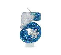 Bedroom Decorations Ice Snow Themed Birthday Cake Decoration With Blue Number Candles Flashing Blue Cake Toppers And Cupcake Toppers For Party Atmosphere (E, One Size)