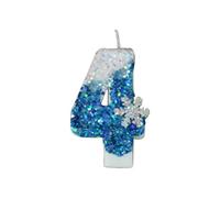 Bedroom Decorations Ice Snow Themed Birthday Cake Decoration With Blue Number Candles Flashing Blue Cake Toppers And Cupcake Toppers For Party Atmosphere (D, One Size)