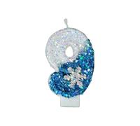 Bedroom Decorations Ice Snow Themed Birthday Cake Decoration With Blue Number Candles Flashing Blue Cake Toppers And Cupcake Toppers For Party Atmosphere (I, One Size)