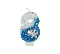 Bedroom Decorations Ice Snow Themed Birthday Cake Decoration With Blue Number Candles Flashing Blue Cake Toppers And Cupcake Toppers For Party Atmosphere (H, One Size)