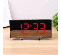 Bedroom digital alarm clock, 7-inch LED rearview mirror screen, 2 brightness, 12/24 hours, temperature, date, night light, nap, USB power, memory function (Red)