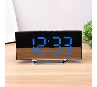 Bedroom digital alarm clock, 7-inch LED rearview mirror screen, 2 brightness, 12/24 hours, temperature, date, night light, nap, USB power, memory function (Blue)