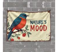 Bedroom Door Decor Nature's Mood: A Vibrant Bird On Blossoming Branch Tapestry Room Door Decor Bar Accessories Man Cave(75X100CM)