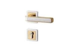 Bedroom Door Lock Indoor Magnetic Silent Room Wooden Gold American Split with Key(White,Silent)