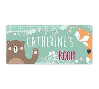 Bedroom Door Sign personalised for kids bedrooms | personalised door signs | Paper Themes (Woodland Friends)