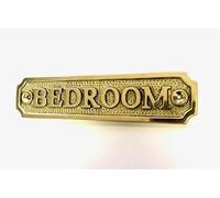 BEDROOM Door Sign Solid Brass with a Polished Lacquered Finish 14.5 x 3.3cm comes with Screws DSN-5PL