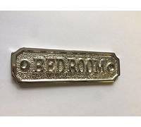 BEDROOM Door Sign Solid Brass with a Shiny Nickel Finish 14.4 x 3.3cm comes with Screws DSN-5-N