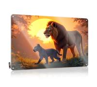 Bedroom Door Sign Sunset Majesty: Lion And Panther Together Tin Sign Bar Accessories For Man Cave Dorm Room Door Sign(30X40CM)