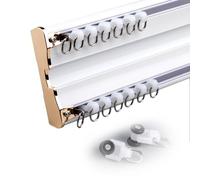 Bedroom Double Curtain Track Heavy Duty Conjoined Curtain Rail Ceiling Mount Aluminium Curtain Rod Set For Office Home Room Divider 120/240/350/400/500cm(Carbonizedcolor:White,Size:310cm)