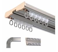 Bedroom Double Curtain Track System Heavy Duty Conjoined Curtain Rail Ceiling Mount Streamline Aluminium Curtain Rod Set For Office Home Room Divider(Gray,120in)
